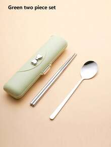 1 Set de Cubiertos Portátiles de Acero Inoxidable, Utensilios Reutilizables para Acampar que Incluyen Tenedor, Cuchara, Palillos y Caja de Almacenamiento, Adecuado para Picnic, Camping, Viajes, Trabajo, Actividades al Aire Libre, Regalos de Vacaciones, Útiles Escolares, Vuelta al Colegio - Multicolor - Ver 10
