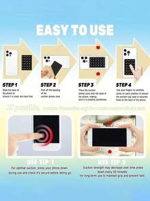 5 Pcs Phone Silicone Suction Cup Holder Multifunctional Suction Cup Wall Stand Square Anti-Slip Single-Sided Case Mount Back Sticker Fixed Mobile Phone Sticker - Multicolor - View 10