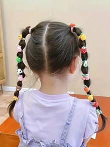 100 Peças/90 Peças/80 Peças/70 Peças/60 Peças/50 Peças/40 Peças/30 Peças/20 Peças/10 Peças/Conjunto Acessórios para Bebê Meninas Toddler, Anéis de Polegar de Princesa Cartoon de Cor Aleatória e Pequeno Elástico de Cabelo, Embalagem em Saco OPP