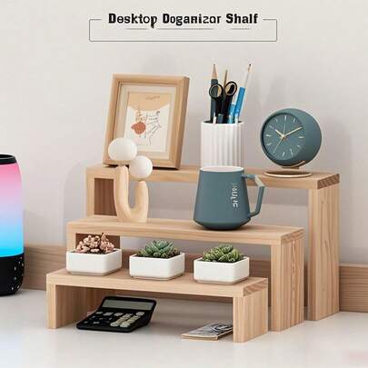 3pcs Wooden Display Shelf, Vintage Home Decor Storage Rack, No Electricity Needed, Ideal For Valentine'S & Mother'S Day Gifts