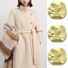 10件套18/25/36毫米时尚金属大纽扣，适用于毛衣/开衫/外套，金色/银色/浅金色|纹理不对称服装装饰配件DIY缝纫纽扣 - 彩色 - 查看 12