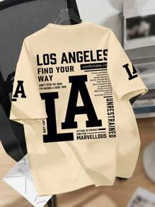 Tween Boy LA Slogan Print Crew Neck T-Shirts Summer Boy's Casual Tee Soft Tops