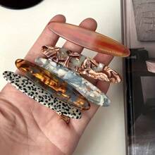 Simple Acetate Hair Clip Side Pins Tortoiseshell Colored Bars Oval Shape Geometric Hairpin Women's Hair Accessories