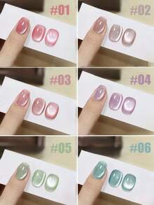 12ml Spring Summer Top Selling Ice Transparent Green Pink Blue Glass Bead Cat Eye Gel Nail Polish Nail Salon Autumn Winter Nails Christmas Nails Nail Art Nail Supplies - Multicolor - View 2