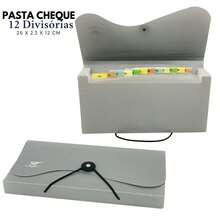 Pastas Sanfonada para Cheque Pasta Documentos Pasta Arquivo Pasta Cheque 12 Divisória Organização Pasta Duplicata - Prata - Visão 1