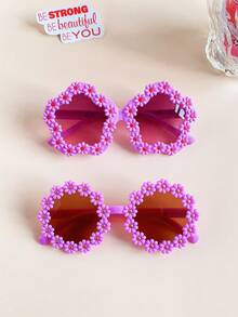 2/4Pcs 2025 Girls Cute Newest Flower Heart 3 Styles Kids Children Fashion Glasses Baby Eyewear - Multicolor - View 11