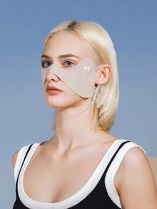 GOLOVEJOY 1 件女士蝴蝶形面部防晒面罩，纯色时尚百搭，防紫外线，吸汗，透气，冰感，耳钩设计 - 适用于高尔夫、骑自行车、户外运动、旅行