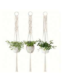 3pcs Boho Macrame Hanging Plant Stand Flower Pot Organization And Storage Home Decor,Handmade Floarl Basket Planter Planting Holder,Indoor Outdoor Graduation Wedding House Office Living Room Wall Plants Container Decoration Back To School Supplies Thanksgiving Christmas Holiday Essentials Gift
