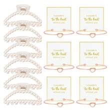 18 pezzi Set regalo per proposta da damigella, 6 fermagli per capelli con perle e 6 braccialetti con nodo per damigelle, regali per addio al nubilato, matrimonio, accessori per capelli per donne