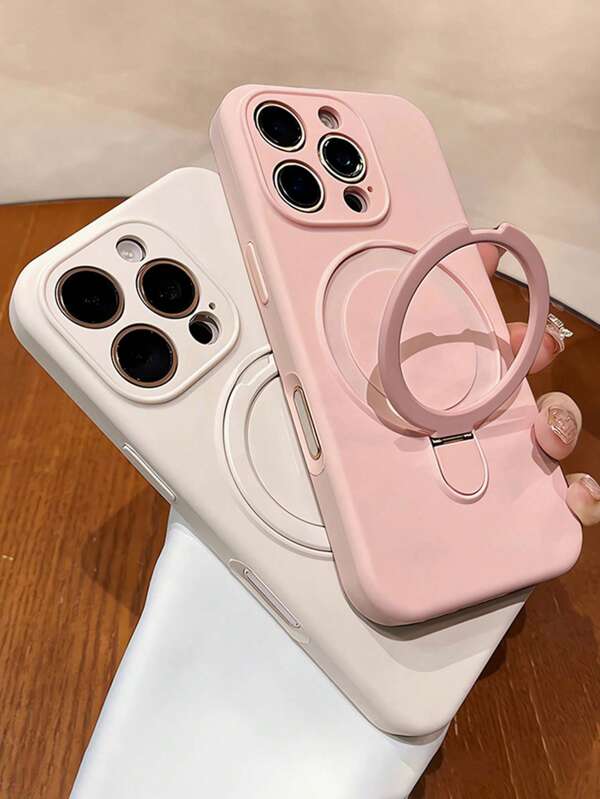 For Magnetic Wireless Charge Soft Silicone Holder Case Compatible With IPhone 17Air 17 16 15 14 13 12 11 Pro Max 16e Soft Cases Magnetic Liquid Silicone Cover