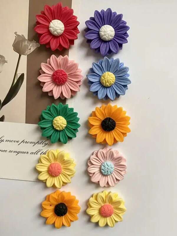 2pcs Sunflower Resin Magnets For Fridge, Kitchen, Office Whiteboard, Home Decor