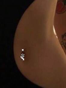 1PC S925 Sterling Silver Fox Navel Ring Puncture Luxury Jewelry For Women, Fox Navel Nail For Girls' Daily Wear For Girls,Girl's Daily Outfit,Wear The Best Gift For Girlfriend, Mother, Sisters - Navel Nails - View 7