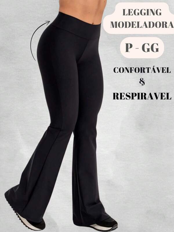 Calça Legging FLARE BAILARINA feminina Fitness Cintura alta ideal para academia pilates atividade Fisica