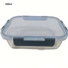 Recipientes de almacenamiento de alimentos de vidrio rectangulares con tapas, manuales, a prueba de fugas, herméticos al aire, aptos para microondas, horno, congelador y lavavajillas, lavado a mano, sin electricidad, para preparación de comidas, despensa, cocina, almuerzo, bento
