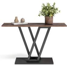LITTLE TREE 43-Inch Industrial Console Table - Narrow Entryway & Living Room Sofa Table With Stable Metal Frame, Easy Assembly | Rustic Brown Accent Table - Brown - View 7