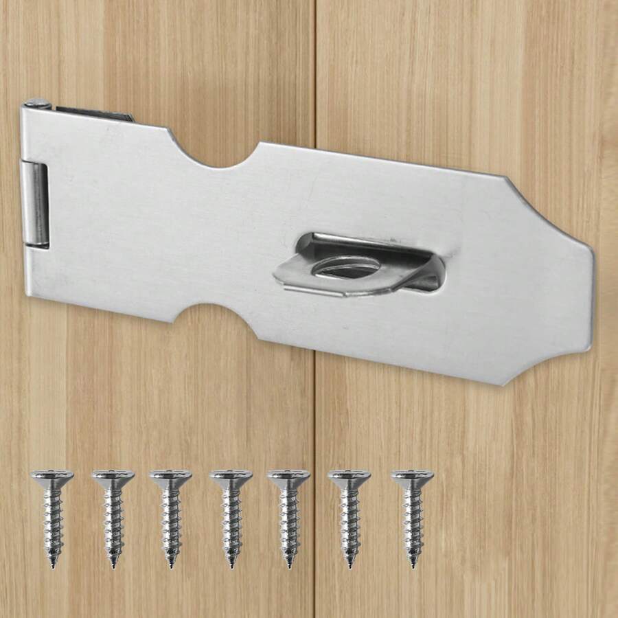 Edelstahl Türriegel Verschluss, 12,7 cm Packschloss Verschluss Riegel mit Schrauben, universelle Aktenschrank Schloss Schreibtischschublade Schloss, Torschloss Riegel für Tür Fenster Schrank Schlafzimmer Haustierkäfig Transportbox