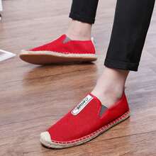 Zapatos de pescador de lona con suela de cuerda para hombre, transpirables, absorben el sudor, resistentes a los olores, sin cordones, tejidos, informales, para playa y vacaciones