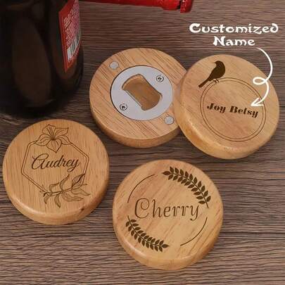 10 piezas de abrebotellas de bambú y madera personalizado - Diseño circular creativo, se puede adherir al panel del refrigerador, para uso doméstico, regalo perfecto para la creatividad, regalo para el padre, multifuncional, ornamental, reutilizable, exquisito, elegante, de alta calidad, colorido, moderno, personalizado, único