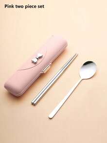 1 Set de Cubiertos Portátiles de Acero Inoxidable, Utensilios Reutilizables para Acampar que Incluyen Tenedor, Cuchara, Palillos y Caja de Almacenamiento, Adecuado para Picnic, Camping, Viajes, Trabajo, Actividades al Aire Libre, Regalos de Vacaciones, Útiles Escolares, Vuelta al Colegio - Multicolor - Ver 6