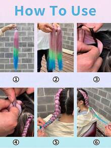 1 件 24 英寸合成发光巨型辫子发霓虹发光荧光三股编织发延长发在黑暗中闪亮的头发高温纤维 24 英寸预拉伸 100g 适合女性女孩时尚日常使用派对角色扮演