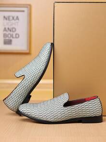 Men's Casual Loafers, Driving Shoes, Slip-On, Flat, Breathable Blucher Brogues, Light Weight, Spring New Arrival, Blue/Green - Green - View 3