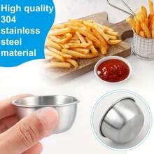 12pcs Stainless Steel Dipping Sauce Bowls, 45ml And 55ml Mini Reusable Condiment Cups For Home And Restaurant - Multicolor - View 2