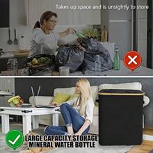 140 Liter High Capacity Recycling Bin (With Lid), Room Garbage Can, Kitchen Trash Can, 37 Gallon Collapsible Indoor Trash Can (With 2 Reusable Trash Bags), Indoor Bottle Recycling Bin, Used For Collecting Glass, Paper, Plastic And Metal Bottles