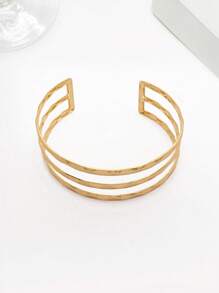 1 pieza Brazalete abierto minimalista y de diseño martillado de moda, joyería dorada apta para el uso diario, ideal como regalo para el Día de la Madre y amigas