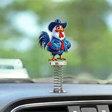 1 件亚克力公鸡雕像，2.56 英寸，振动汽车装饰，非常适合办公桌和自行车，是送给家人和朋友的理想礼物，适合万圣节、圣诞节、感恩节、汽车配件