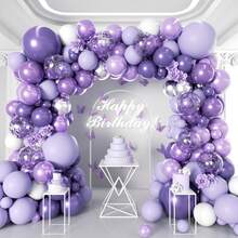 127 Stücke Lila Ballon Girlande Bogen Set - 5 10 18 Zoll Lavendel Lila Dunkel Lila Konfetti Metallic Latex Ballons für Schmetterling Baby Dusche Geburtstag Hochzeit Prinzessin Party Dekorationen