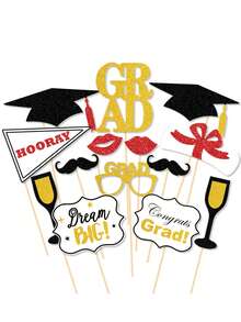 14pcs Graduation Party Photo Props, Funny Photoshoot Decoration Accessories - Multicolor - View 1