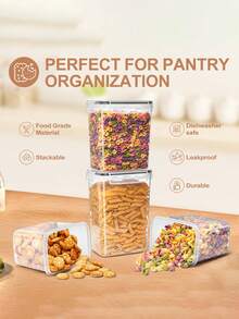 Asnews 28pcs Airtight Food Storage Container With Lid, Plastic Food Storage Room Organization And Storage Without Bisphenol A, Food Cans For Grains, Pasta, Flour, Sugar, Labeled, Marked, Dishwasher , Plastic Food Storage Can, Household Kitchen Supplies - Đen và trắng - Xem 5