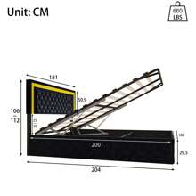 Cama con canapé 180*200 cm, cama doble con cabecero ajustable, somier, cama adulto, cama juvenil, cama, terciopelo negro