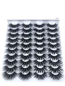 HBZGTLAD 20 Pairs Of Thick And Dense Extended 25mm Soft Natural Mink Eyelashes 3D Curled Edge End Eye Extended False Eyelashes Thick Handmade Natural False Eyelashes Messy Crossed Eyelashes Wholesale - F063 - 查看 2