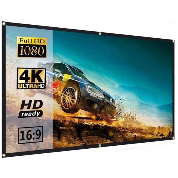 72 Inch Projector Screen, 16:9 Foldable Portable Projection Movies Screens, Double Sided Washable Outdoor Projector Screen For Home Theater, Camping Party, Office.