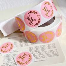 500pcs/Roll 1inch 1.5inch Thank You Sticker,Gift Sticker For Business Label Shipping Sticker,Gift Wrapping Stickers For Envelopes, Flowers, Love Letters, School Supplies,Back To School