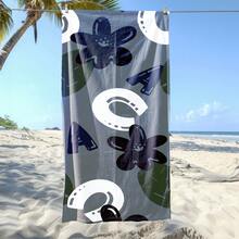 1件，黑色、橙色和白色抽象艺术沙滩巾，轻便、快干、吸水性强，71英寸 x 31.5英寸 - 彩色 - 查看 4