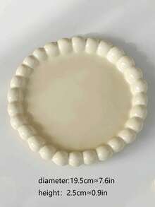 1pc Cream-Color Ceramic Plate With Pearl Edging, Dessert Or Breakfast Plate, High-Quality Tableware Suitable For Home & Restaurant Use - Multicolor - View 14