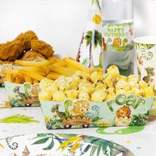 6 piezas/12 piezas Bandeja de comida con diseño de dinosaurio lindo, plato para papas fritas con estampado de Triceratops, adecuado para fiestas de cumpleaños con tema de dinosaurios, fiestas de palomitas, bodas y eventos al aire libre, vajilla desechable, Navidad - Multicolor - Ver 6