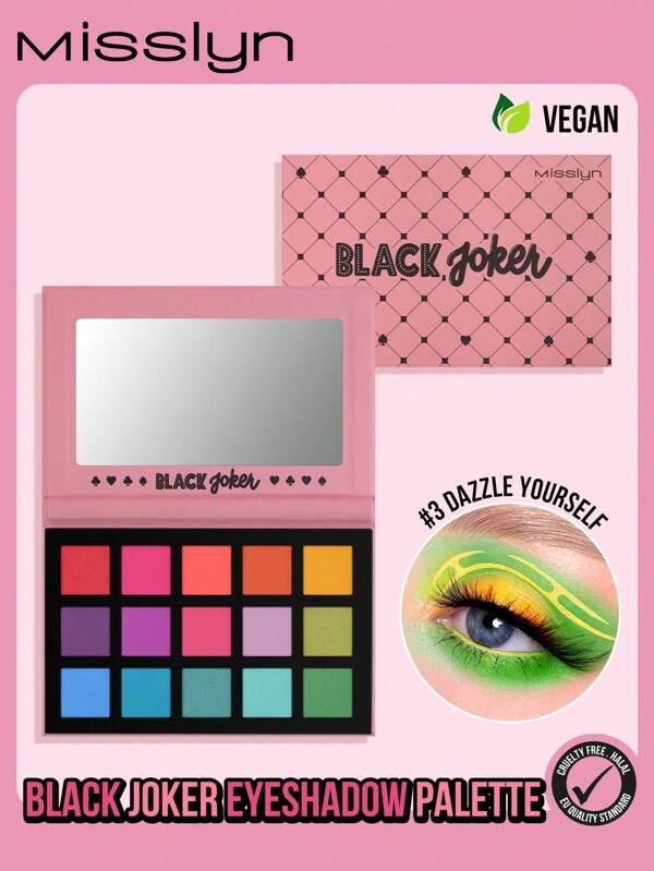 Misslyn MISSLYN-Black Joker Eyeshadow Palette, 15-Clolor Shimmer Matte Eyeshadow Palette, Warm Brown, Smoky Eyes, Colorful, Long Lasting, Ultra Pigmented, Blendable, Y2K Makeup, Party, Beach, Travel, Holiday, Present, Fashion Girl, Cosmetic, Cosplay, Spring, Summer, Fancy Color, Charm Vibe, Natural Colors, Rich Colors With Silky Texture, Vegan, Cruelty Free