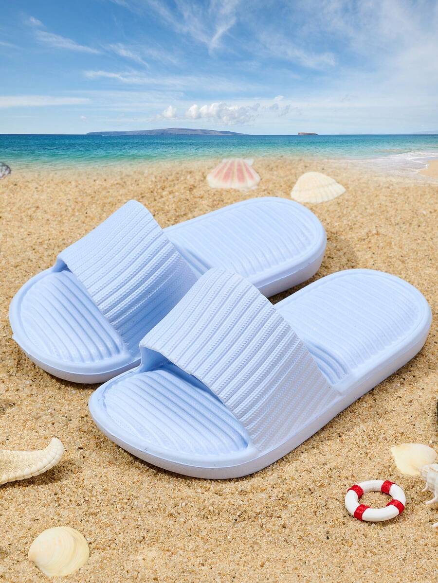 1 đôi dép đi trong nhà thời trang, thoải mái, nhẹ nhàng, dễ thương màu xanh da trời nhạt cho bé trai, chống trượt, thích hợp cho mùa xuân/hè. - Màu xanh lam - Xem 1