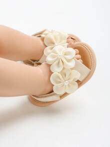 女童户外凉鞋，白色优雅夏季童鞋 - 杏色 - 查看 4