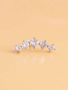 1pc Zirconia Pave Soft Cartilage Ear Stud Earring Piercing Jewelry - Yellow Gold - View 4