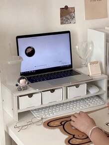 1pc Desktop Computer Riser, Office Desk Storage Organizer Rack For Monitor, Makeup, Blind Box Display, Dorm Table Decor