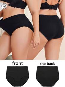 HANQIYA 5pcs/Pack Women Plus Size High Waist Cotton Solid Color Full Coverage Comfortable Casual Briefs