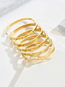 Classic Luxury 18K Gold-Plated Stainless Steel Bracelet Set, Ladies Fashion Four-Leaf Clover Set, Suitable For Ladies Party, Daily Wear, European And American Style, Personalized, Generous, Luxury Square Crystal Zirconia Wristband, Wedding Jewelry Set, Gifts For Girls, Ladies, Relatives, Friends, Beautiful Wedding, Birthday, Valentine's Day, Mother, Mother, Mother's Day, Gifts