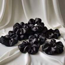 Kit20 Units Satin Scrunchies Elastic Hair Scrunchies - VARIOUS Colors - 20 hitam - View 5