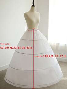 4 Steel Hoops Crinoline Petticoat, Bridal Wedding Dress Slip, Adjustable Lolita Princess Skirt Underskirt Fall Clothes For Women
