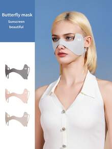 GOLOVEJOY 1 件女士蝴蝶形面部防晒面罩，纯色时尚百搭，防紫外线，吸汗，透气，冰感，耳钩设计 - 适用于高尔夫、骑自行车、户外运动、旅行
