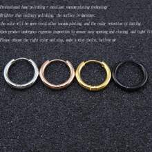 4 pares de pendientes de aro tipo "huggie" de acero inoxidable quirúrgico 316L de 6mm, 8mm, 10mm y 12mm, hipoalergénicos, para cartílago, hélix y lóbulos, tipo bisagra, para hombres y mujeres